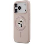 Karl Lagerfeld Liquid Silicone Karl and Choupette MagSafe kryt pre iPhone 17 Pro, ružový