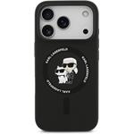Karl Lagerfeld Liquid Silicone Karl and Choupette MagSafe kryt pre iPhone 18 Pro, čierny