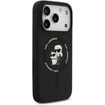 Karl Lagerfeld Liquid Silicone Karl and Choupette MagSafe kryt pre iPhone 18 Pro, čierny