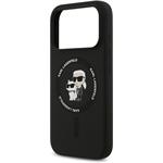 Karl Lagerfeld Liquid Silicone Karl and Choupette MagSafe kryt pre iPhone 18 Pro, čierny