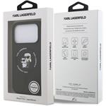 Karl Lagerfeld Liquid Silicone Karl and Choupette MagSafe kryt pre iPhone 18 Pro, čierny