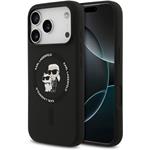 Karl Lagerfeld Liquid Silicone Karl and Choupette MagSafe kryt pre iPhone 18 Pro, čierny