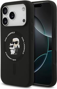 Karl Lagerfeld Liquid Silicone Karl and Choupette MagSafe kryt pre iPhone 18 Pro, čierny