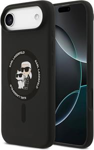 Karl Lagerfeld Liquid Silicone Karl and Choupette MagSafe kryt pre iPhone Air, čierny