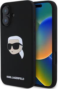 Karl Lagerfeld Liquid Silicone Karl Head MagSafe kryt pre iPhone 16, čierny