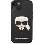 Karl Lagerfeld Liquid Silicone Karl Head zadný kryt pre iPhone 14 Plus, čierny