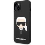 Karl Lagerfeld Liquid Silicone Karl Head zadný kryt pre iPhone 14 Plus, čierny