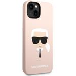 Karl Lagerfeld Liquid Silicone Karl Head zadný kryt pre iPhone 14 Plus, ružový