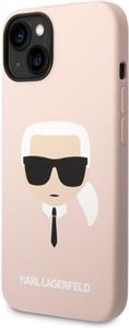 Karl Lagerfeld Liquid Silicone Karl Head zadný kryt pre iPhone 14 Plus, ružový