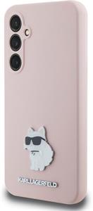 Karl Lagerfeld Liquid Silicone Metal Choupette kryt pre Samsung Galaxy S23 FE, ružový