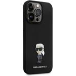 Karl Lagerfeld Liquid Silicone Metal Ikonik kryt pre iPhone 15 Pro Max, čierny