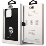 Karl Lagerfeld Liquid Silicone Metal Ikonik kryt pre iPhone 15 Pro Max, čierny