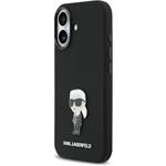 Karl Lagerfeld Liquid Silicone Metal Ikonik kryt pre iPhone 17, čierny