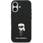 Karl Lagerfeld Liquid Silicone Metal Ikonik kryt pre iPhone 17, čierny