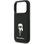 Karl Lagerfeld Liquid Silicone Metal Ikonik kryt pre iPhone 17 Pro, čierny