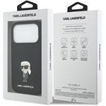 Karl Lagerfeld Liquid Silicone Metal Ikonik kryt pre iPhone 17 Pro, čierny
