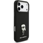 Karl Lagerfeld Liquid Silicone Metal Ikonik kryt pre iPhone 17 Pro Max, čierny