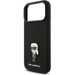 Karl Lagerfeld Liquid Silicone Metal Ikonik kryt pre iPhone 17 Pro Max, čierny