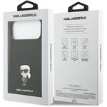 Karl Lagerfeld Liquid Silicone Metal Ikonik kryt pre iPhone 17 Pro Max, čierny