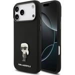 Karl Lagerfeld Liquid Silicone Metal Ikonik kryt pre iPhone 17 Pro Max, čierny