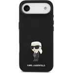 Karl Lagerfeld Liquid Silicone Metal Ikonik kryt pre iPhone Air, čierny