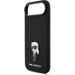 Karl Lagerfeld Liquid Silicone Metal Ikonik kryt pre iPhone Air, čierny
