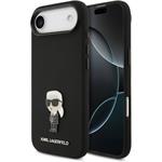 Karl Lagerfeld Liquid Silicone Metal Ikonik kryt pre iPhone Air, čierny