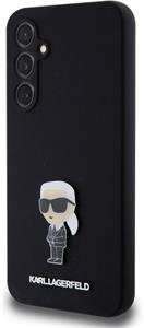 Karl Lagerfeld Liquid Silicone Metal Ikonik kryt pre Samsung Galaxy S23 FE, čierny