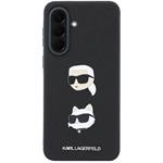 Karl Lagerfeld Liquid Silicone Metal Karl and Choupette kryt pre Samsung Galaxy A37, čierny