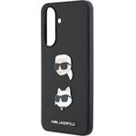 Karl Lagerfeld Liquid Silicone Metal Karl and Choupette kryt pre Samsung Galaxy A37, čierny