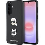 Karl Lagerfeld Liquid Silicone Metal Karl and Choupette kryt pre Samsung Galaxy A37, čierny