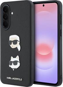 Karl Lagerfeld Liquid Silicone Metal Karl and Choupette kryt pre Samsung Galaxy A37, čierny