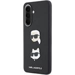 Karl Lagerfeld Liquid Silicone Metal Karl and Choupette kryt pre Samsung Galaxy A57, čierny