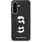 Karl Lagerfeld Liquid Silicone Metal Karl and Choupette kryt pre Samsung Galaxy A57, čierny