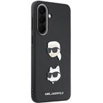 Karl Lagerfeld Liquid Silicone Metal Karl and Choupette kryt pre Samsung Galaxy A57, čierny