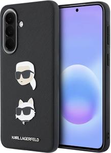 Karl Lagerfeld Liquid Silicone Metal Karl and Choupette kryt pre Samsung Galaxy A57, čierny