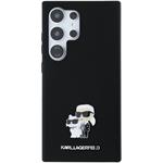 Karl Lagerfeld Liquid Silicone Metal Karl and Choupette kryt pre Samsung Galaxy S24 Ultra, čierny