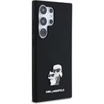Karl Lagerfeld Liquid Silicone Metal Karl and Choupette kryt pre Samsung Galaxy S24 Ultra, čierny