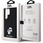 Karl Lagerfeld Liquid Silicone Metal Karl and Choupette kryt pre Samsung Galaxy S24 Ultra, čierny