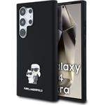 Karl Lagerfeld Liquid Silicone Metal Karl and Choupette kryt pre Samsung Galaxy S24 Ultra, čierny