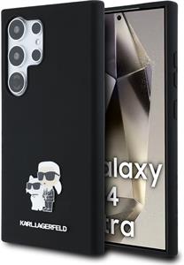 Karl Lagerfeld Liquid Silicone Metal Karl and Choupette kryt pre Samsung Galaxy S24 Ultra, čierny