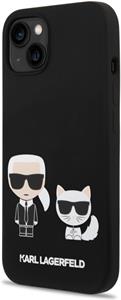 Karl Lagerfeld MagSafe kryt Liquid Silicone Karl a Choupette pre iPhone 14, čierny