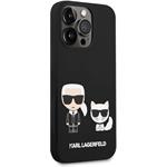 Karl Lagerfeld MagSafe kryt Liquid Silicone Karl a Choupette pre iPhone 14 Pro Max, čierny