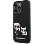 Karl Lagerfeld MagSafe kryt Liquid Silicone Karl a Choupette pre iPhone 14 Pro Max, čierny