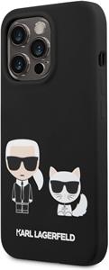 Karl Lagerfeld MagSafe kryt Liquid Silicone Karl a Choupette pre iPhone 14 Pro Max, čierny