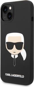 Karl Lagerfeld MagSafe kryt Liquid Silicone Karl Head pre iPhone 14 Plus, čierny