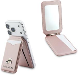 Karl Lagerfeld Mirror MagSafe Cardslot peňaženka so stojanom, ružová