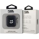 Karl Lagerfeld PU Embossed Choupette Head puzdro pre AirPods 1/2, čierne