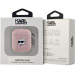 Karl Lagerfeld PU Embossed Choupette Head puzdro pre AirPods 1/2, ružové