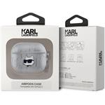 Karl Lagerfeld PU Embossed Choupette Head puzdro pre AirPods 3, strieborné
